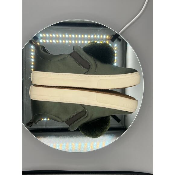 TORY BURCH Pom Pom Satin Platform Sneaker In Green - Daphne Style - Picture 8 of 13